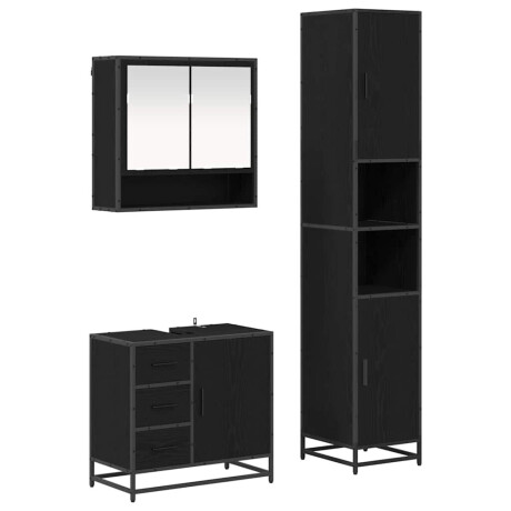 vidaXL Badkamermeubelset met opslag 3 pcs Zwart eiken 90 x 33 x 60 cm afbeelding2 - 1