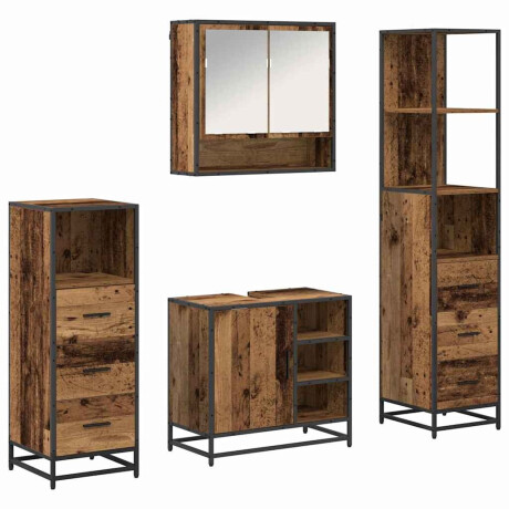 vidaXL Badkamermeubelset 4 pcs Oud hout 65 x 33 x 60 cm Bewerkt hout afbeelding2 - 1