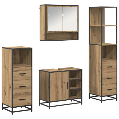 vidaXL Badkamermeubelset 4 pcs artisanaal eikenkleurig 65 x 33 x 60 cm afbeelding2 - 1