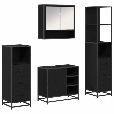 vidaXL Badkamermeubelset met lade 4 pcs Zwart Eiken Bewerkt hout afbeelding2 - 1