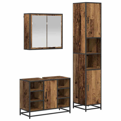 vidaXL Badkamermeubelset 3 pcs Oud hout 80 x 33 x 60 cm Bewerkt hout afbeelding2 - 1