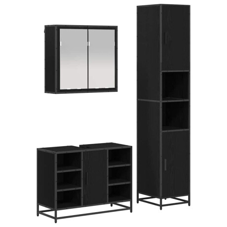 vidaXL Badkamermeubelset met opslag 3 pcs Zwart eiken 80 x 33 x 60 cm afbeelding2 - 1