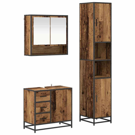 vidaXL Badkamermeubelset met lade 3 pcs Oud Hout Bewerkt hout afbeelding2 - 1