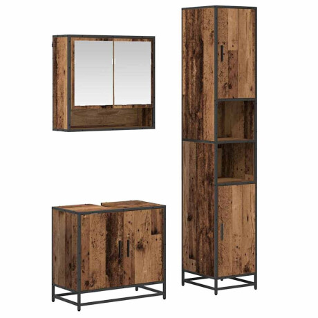 vidaXL Badkamermeubelset met plank 3 pcs Oud Hout Bewerkt hout afbeelding2 - 1
