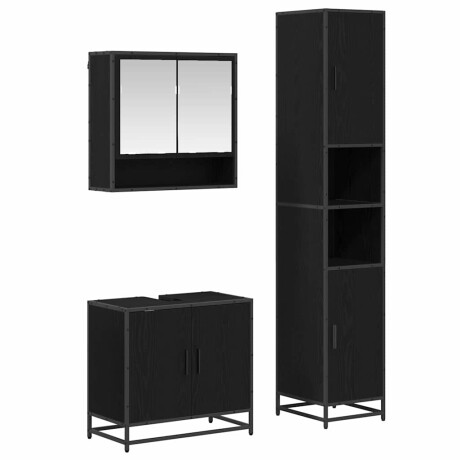 vidaXL Badkamermeubelset met plank 3 pcs Zwart Eiken Bewerkt hout afbeelding2 - 1