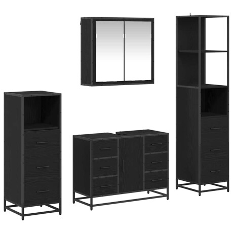 vidaXL Badkamermeubelset met lade 4 pcs Zwart eiken 80 x 33 x 60 cm afbeelding2 - 1