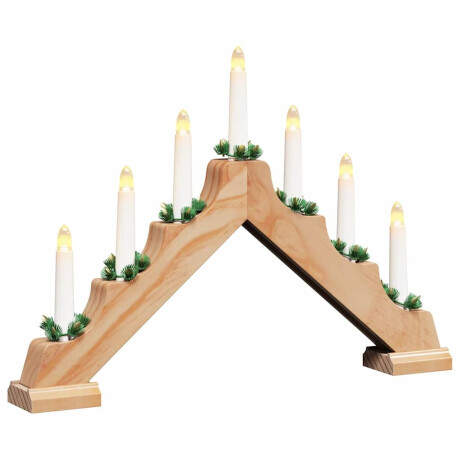 vidaXL Kerst Kaars Brug Bruin 39.5 x 5 x 29 cm Massief grenenhout afbeelding2 - 1