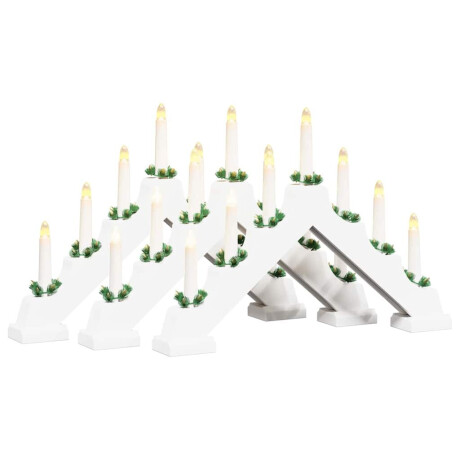vidaXL Kerst Kaars Brug 3 pcs Wit 39.5 x 5 x 29 cm Massief grenenhout afbeelding2 - 1
