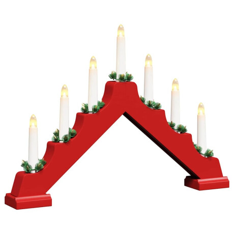 vidaXL Kerst Kaars Brug Rood 39.5 x 5 x 29 cm Massief grenenhout afbeelding2 - 1