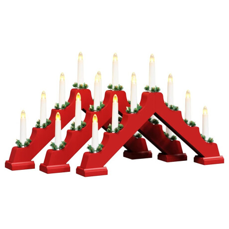 vidaXL Kerst Kaars Brug 3 pcs Rood 39.5 x 5 x 29 cm Massief grenenhout afbeelding2 - 1