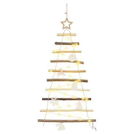 vidaXL Kerstboom met 30 LED Naturel 90 cm massief essenhout afbeelding2 - 1
