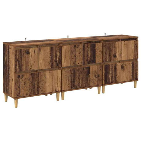 vidaXL Dressoirs 3 pcs Oud Hout 60 x 35 x 70 cm Bewerkt hout afbeelding2 - 1