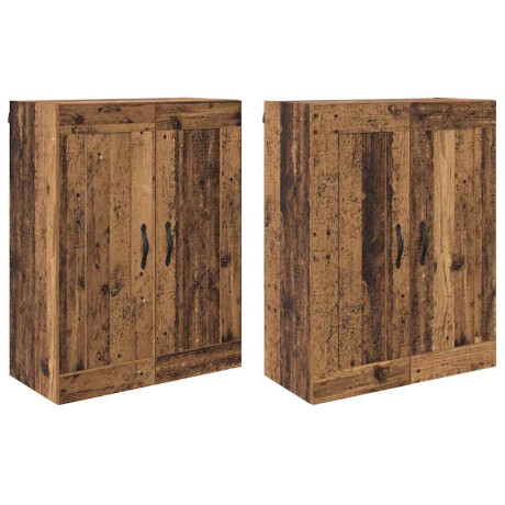 vidaXL Wandkasten 2 pcs Oud Hout 69,5 x 34 x 90 cm Bewerkt hout afbeelding2 - 1