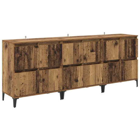 vidaXL Dressoirs 3 pcs Oud Hout 60 x 35 x 70 cm Bewerkt hout afbeelding2 - 1