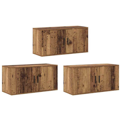 vidaXL Wandtv-kast Set 3 pcs Oud Hout 80 x 34,5 x 40 cm Bewerkt hout afbeelding2 - 1