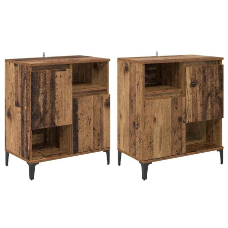 vidaXL Dressoirs 2 pcs Oud Hout 60 x 35 x 70 cm Bewerkt hout afbeelding2 - 1