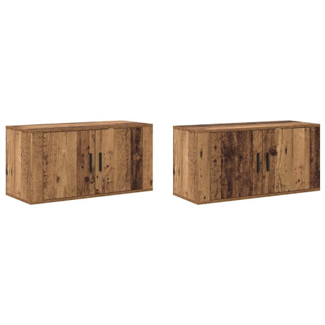 vidaXL Wandtv-kast Set 2 pcs Oud Hout 80 x 34,5 x 40 cm Bewerkt hout afbeelding2 - 1