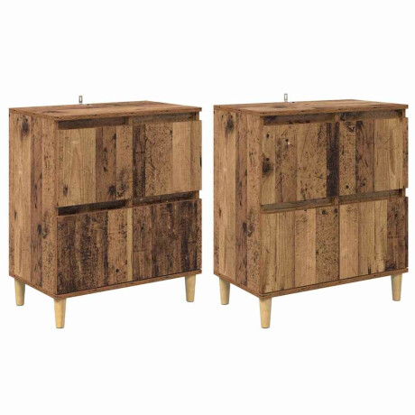 vidaXL Dressoirs 2 pcs Oud Hout 60 x 35 x 70 cm Bewerkt hout afbeelding2 - 1