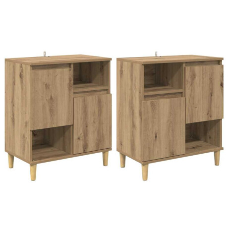 vidaXL Dressoirs 2 pcs Artisan Eiken 60 x 35 x 70 cm Bewerkt hout afbeelding2 - 1