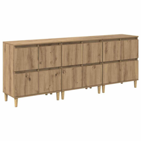 vidaXL Dressoirs 3 pcs Artisan Eiken 60 x 35 x 70 cm Bewerkt hout afbeelding2 - 1