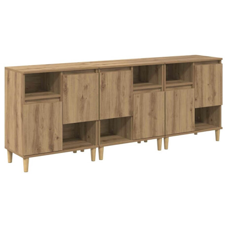 vidaXL Dressoirs 3 pcs Artisan Eiken 60 x 35 x 70 cm Bewerkt hout afbeelding2 - 1