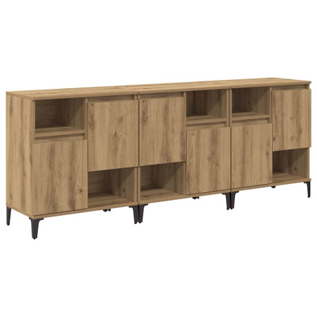 vidaXL Dressoirs 3 pcs Artisan Eiken 60 x 35 x 70 cm Bewerkt hout afbeelding2 - 1