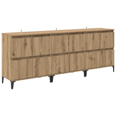 vidaXL Dressoirs 3 pcs Artisan Eiken 60 x 35 x 70 cm Bewerkt hout afbeelding2 - 1