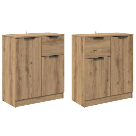 vidaXL Dressoirs 2 pcs Artisan Eiken 60 x 30 x 70 cm Bewerkt hout afbeelding2 - 1