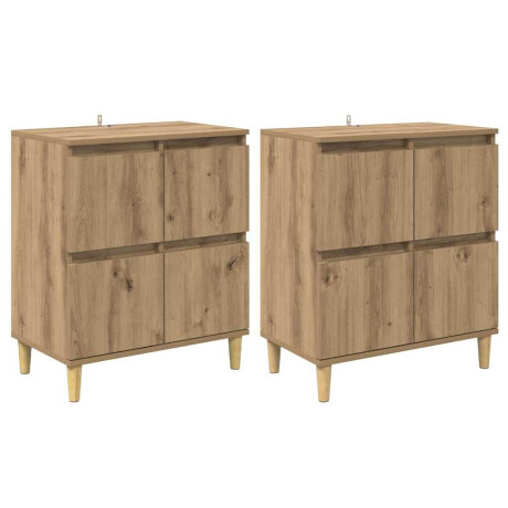 vidaXL Dressoirs 2 pcs Artisan Eiken 60 x 35 x 70 cm Bewerkt hout afbeelding2 - 1
