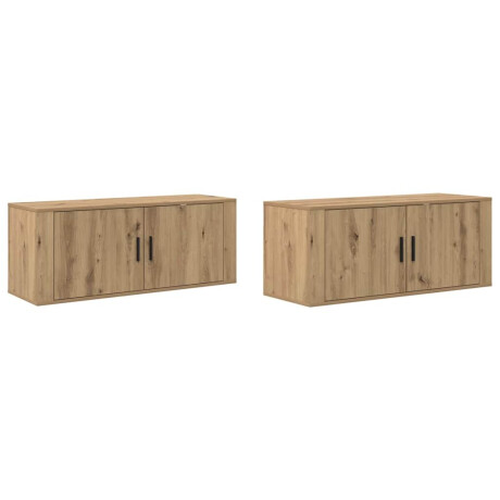 vidaXL Wandtv-kast Set 2 pcs Artisan Eiken 100 x 34,5 x 40 cm afbeelding2 - 1
