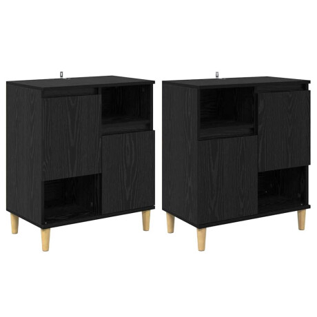 vidaXL Dressoirs 2 pcs Zwart Eiken 60 x 35 x 70 cm Bewerkt hout afbeelding2 - 1