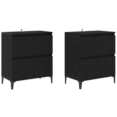 vidaXL Dressoirs 2 pcs Zwart Eiken 60 x 35 x 70 cm Bewerkt hout afbeelding2 - 1