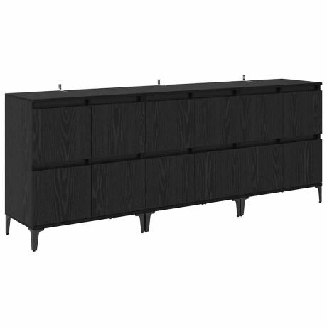 vidaXL Dressoirs 3 pcs Zwart Eiken 60 x 35 x 70 cm Bewerkt hout afbeelding2 - 1