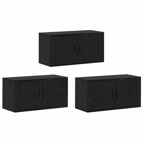 vidaXL Wandtv-kast Set 3 pcs Zwart Eiken 80 x 34,5 x 40 cm afbeelding2 - 1