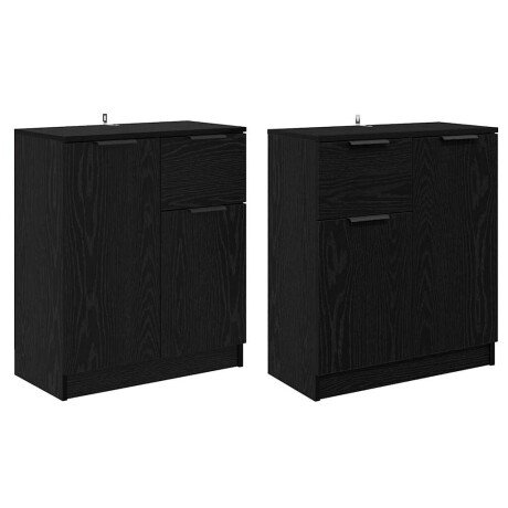 vidaXL Dressoirs 2 pcs Zwart Eiken 60 x 30 x 70 cm Bewerkt hout afbeelding2 - 1