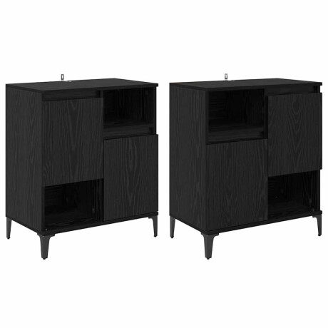 vidaXL Dressoirs 2 pcs Zwart Eiken 60 x 35 x 70 cm Bewerkt hout afbeelding2 - 1