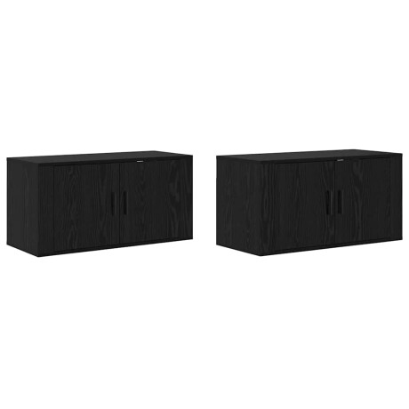 vidaXL Wandtv-kast Set 2 pcs Zwart Eiken 80 x 34,5 x 40 cm afbeelding2 - 1