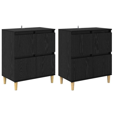 vidaXL Dressoirs 2 pcs Zwart Eiken 60 x 35 x 70 cm Bewerkt hout afbeelding2 - 1
