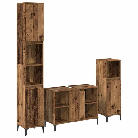 vidaXL Badkamermeubelset met plank 3 pcs Oud hout Bewerkt hout afbeelding2 - 1