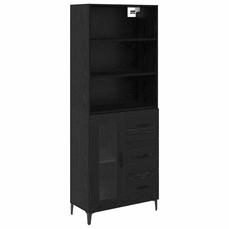 vidaXL Hoge kast Zwart Eiken 69,5 x 34 x 180 cm Bewerkt hout afbeelding2 - 1