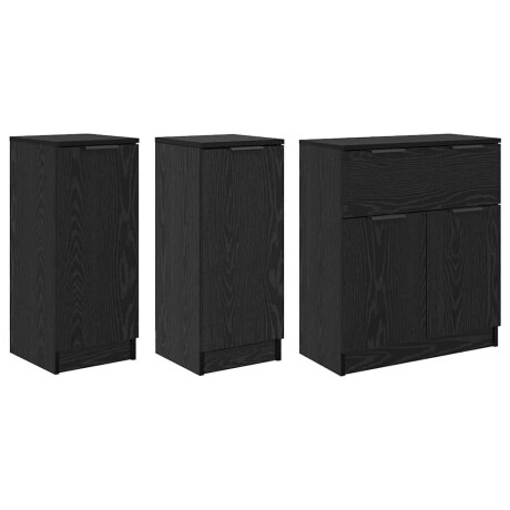 vidaXL Dressoir met lade 3 pcs Zwart eiken Bewerkt hout afbeelding2 - 1