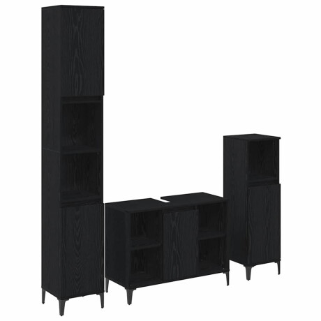 vidaXL Badkamermeubelset met plank 3 stuks Zwart eiken Bewerkt hout afbeelding2 - 1