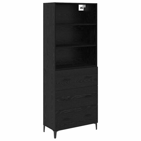 vidaXL Hoge kast met lade Zwart Eiken 69,5 x 34 x 180 cm Bewerkt hout afbeelding2 - 1