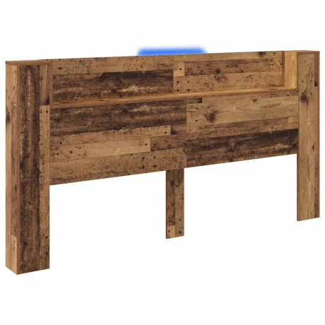 vidaXL Hoofdbord met plank Oudhout 200 x 15 x 103,5 cm Bewerkt hout afbeelding2 - 1