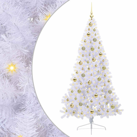 vidaXL Kunstkerstboom met 300 LED Wit 180 cm PVC en staal afbeelding2 - 1