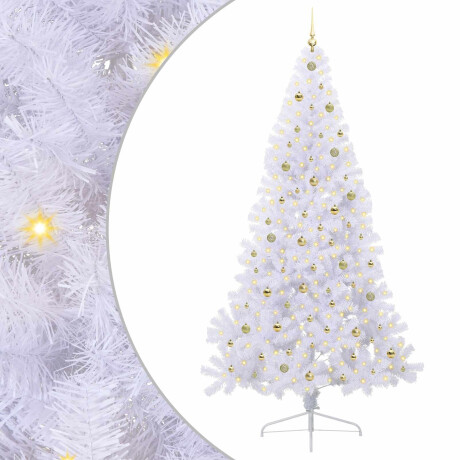 vidaXL Kunstkerstboom met 300 LED Wit 240 cm PVC en staal afbeelding2 - 1