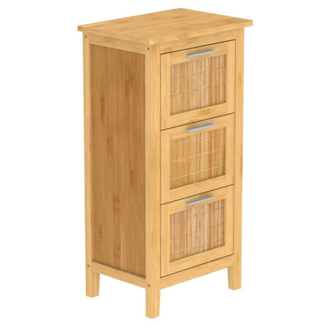 EISL Badkamerkast met 3 lades 30x42x82 cm bamboe afbeelding2 - 1