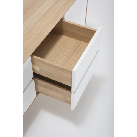 Ena sideboard houten dressoir whitewash - 135 cm afbeelding2 - 1