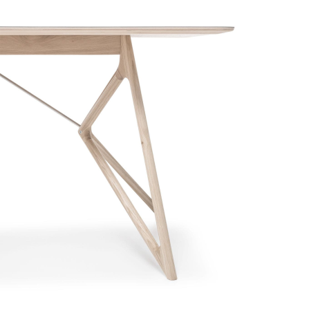 Tink table houten eettafel whitewash - met linoleum tafelblad dark olive - 240 x 90 cm afbeelding2 - 1