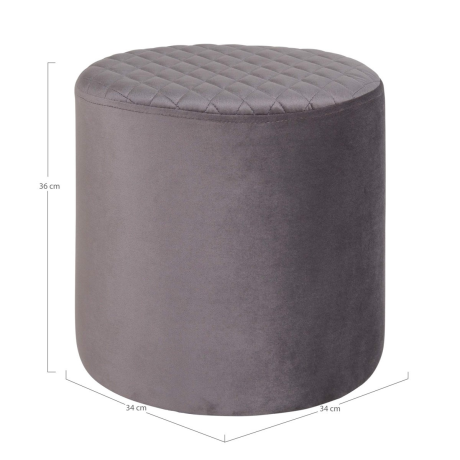 Jip velvet poef grijs - Ø 34 cm afbeelding2 - 1